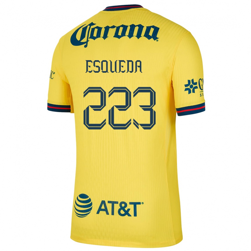 Kids Football Diego Esqueda #223 Yellow Blue Home Jersey 2024/25 T-Shirt