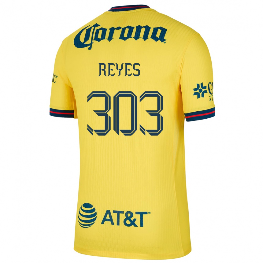 Kids Football Diego Reyes #303 Yellow Blue Home Jersey 2024/25 T-Shirt