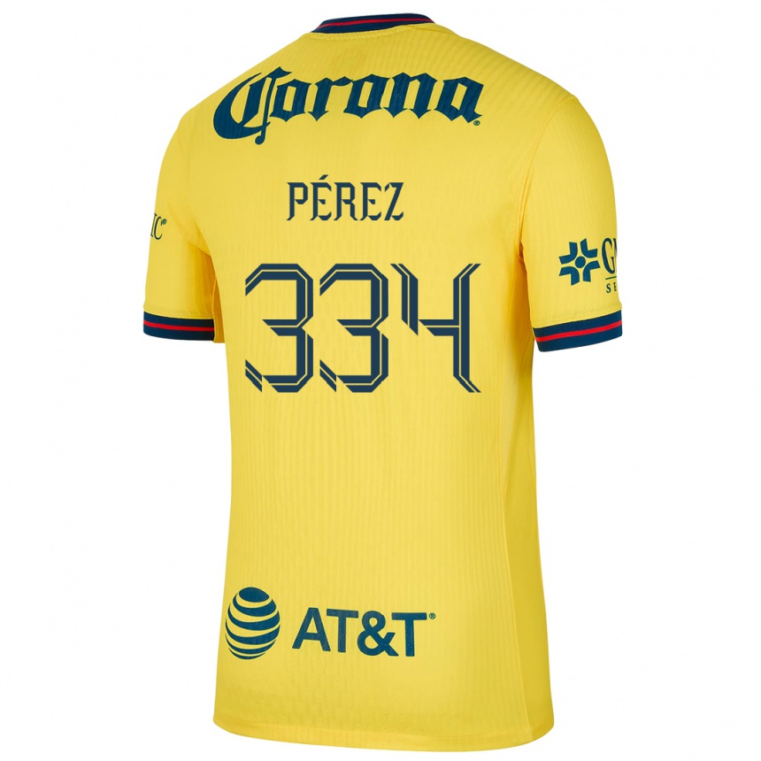 Kids Football Diego Pérez #334 Yellow Blue Home Jersey 2024/25 T-Shirt