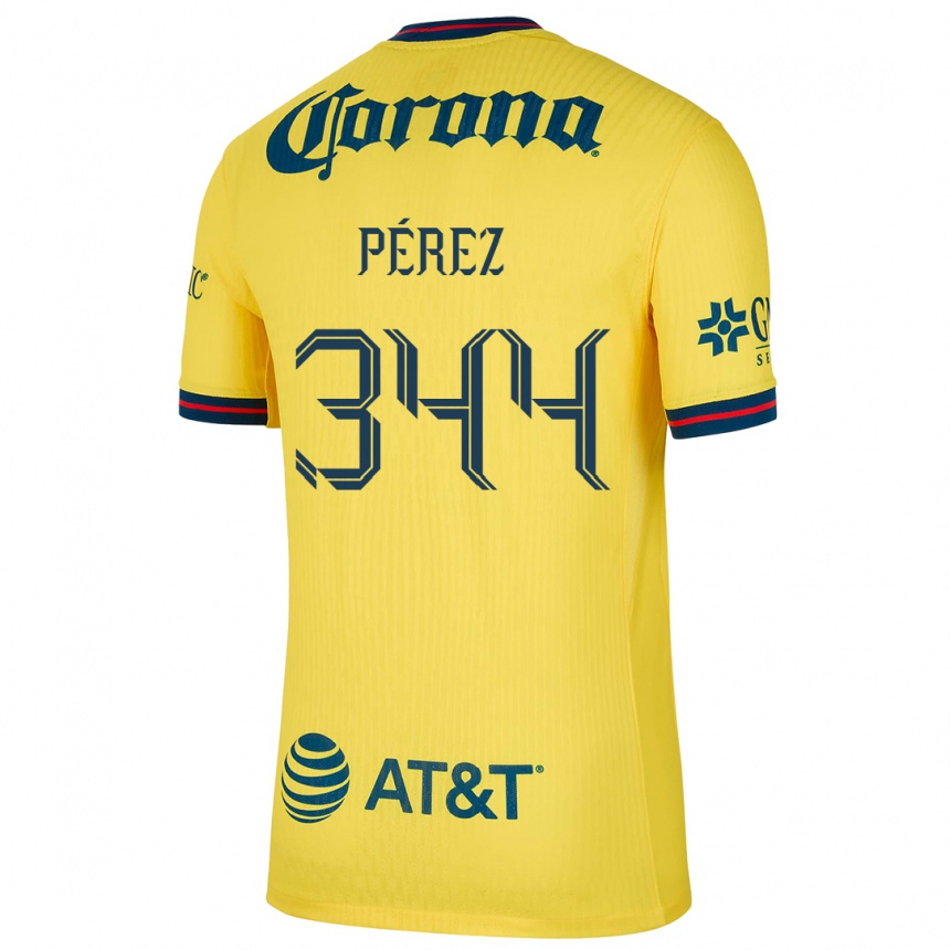 Kids Football Froylan Pérez #344 Yellow Blue Home Jersey 2024/25 T-Shirt