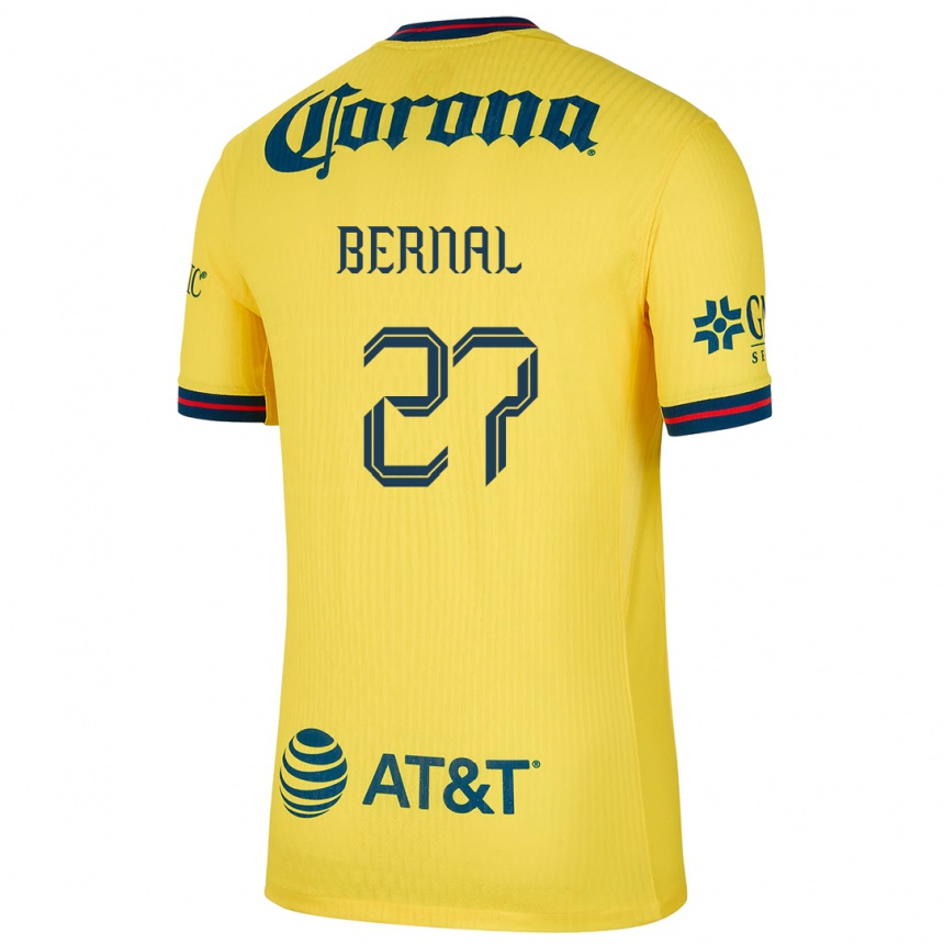 Kids Football Mayra Pelayo Bernal #27 Yellow Blue Home Jersey 2024/25 T-Shirt