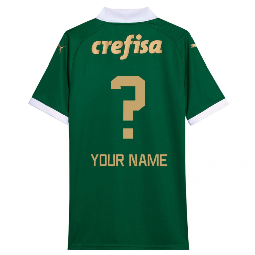 Kids Football Your Name #0 Green White Home Jersey 2024/25 T-Shirt