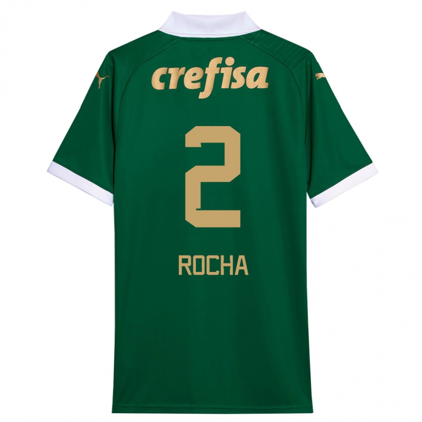 Kids Football Marcos Rocha #2 Green White Home Jersey 2024/25 T-Shirt