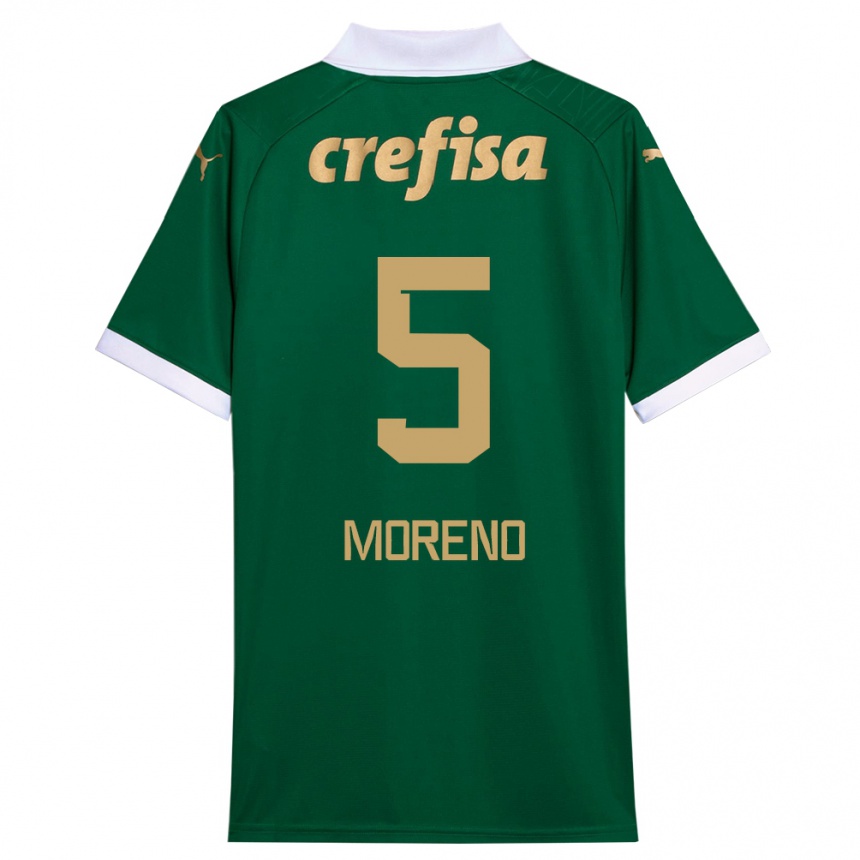 Kids Football Aníbal Moreno #5 Green White Home Jersey 2024/25 T-Shirt