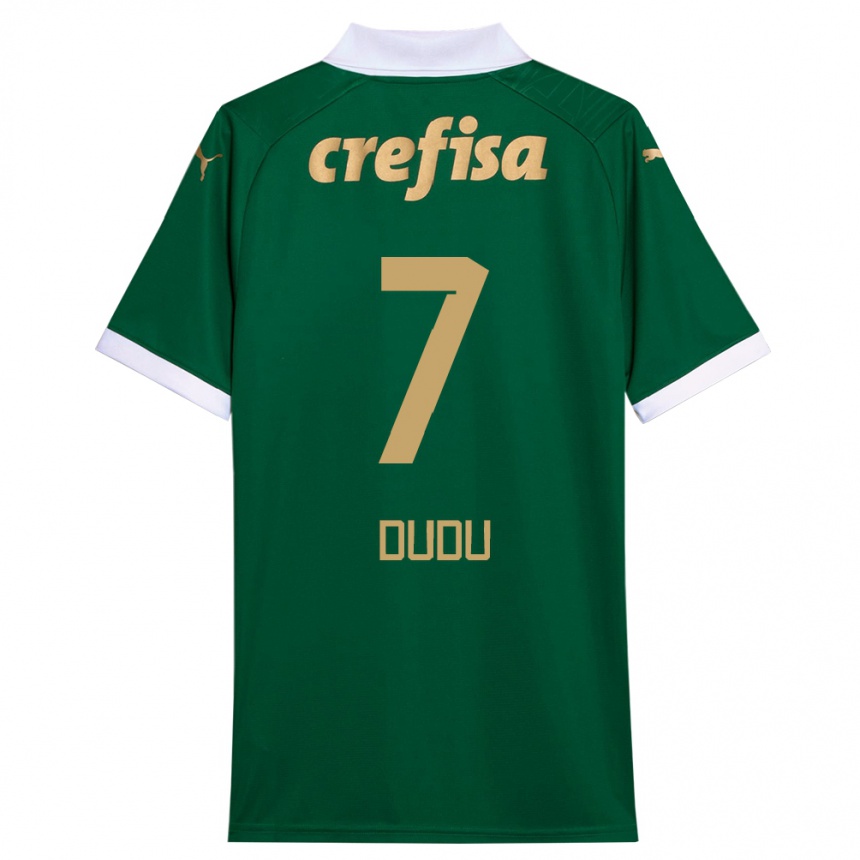 Kids Football Dudu #7 Green White Home Jersey 2024/25 T-Shirt