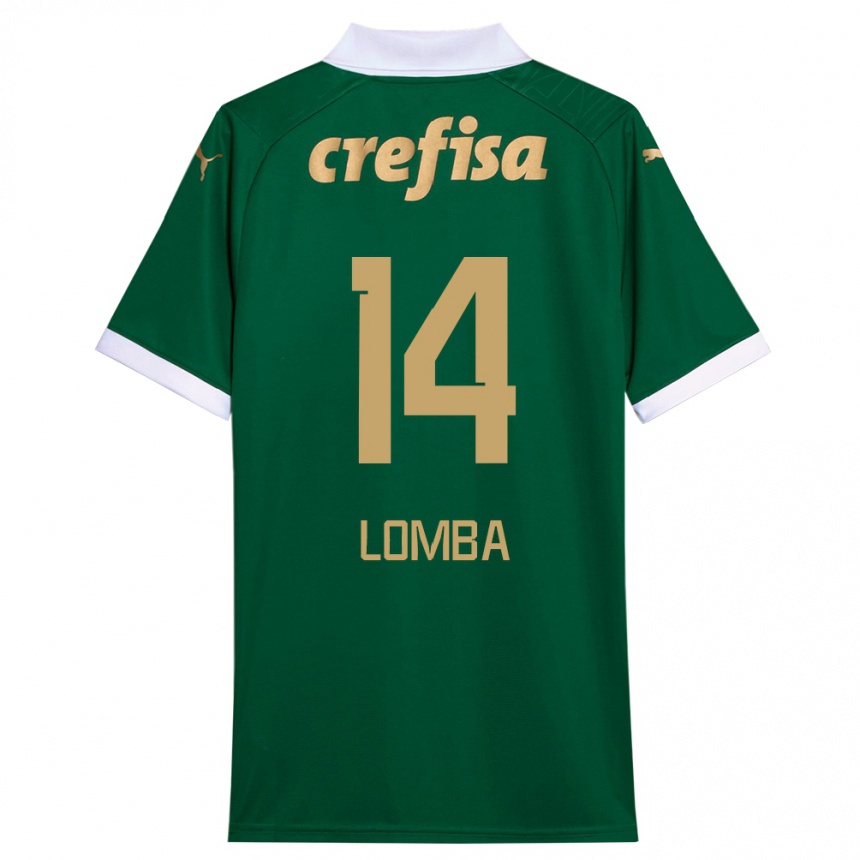 Kids Football Marcelo Lomba #14 Green White Home Jersey 2024/25 T-Shirt