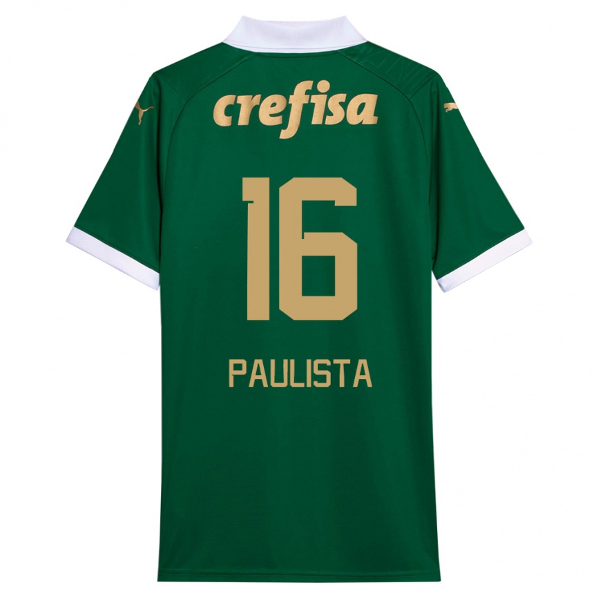 Kids Football Caio Paulista #16 Green White Home Jersey 2024/25 T-Shirt