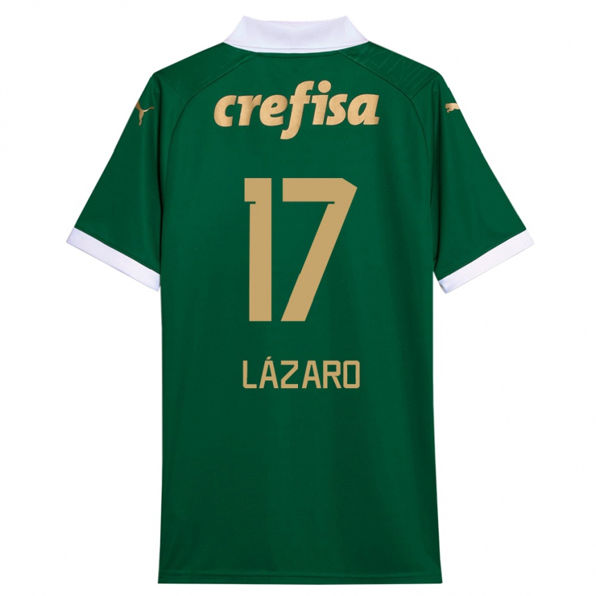 Kids Football Lázaro #17 Green White Home Jersey 2024/25 T-Shirt