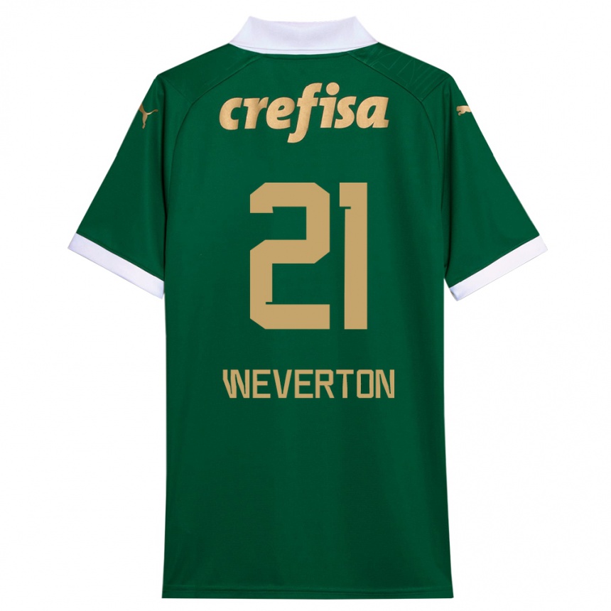 Kids Football Weverton #21 Green White Home Jersey 2024/25 T-Shirt