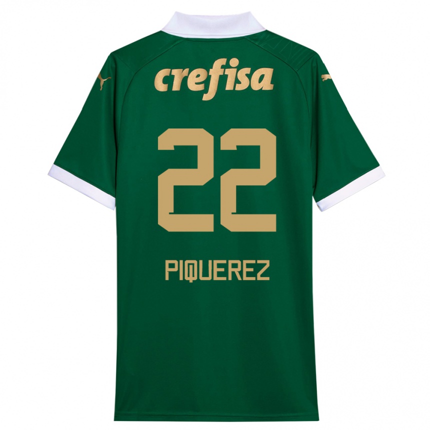 Kids Football Joaquín Piquerez #22 Green White Home Jersey 2024/25 T-Shirt