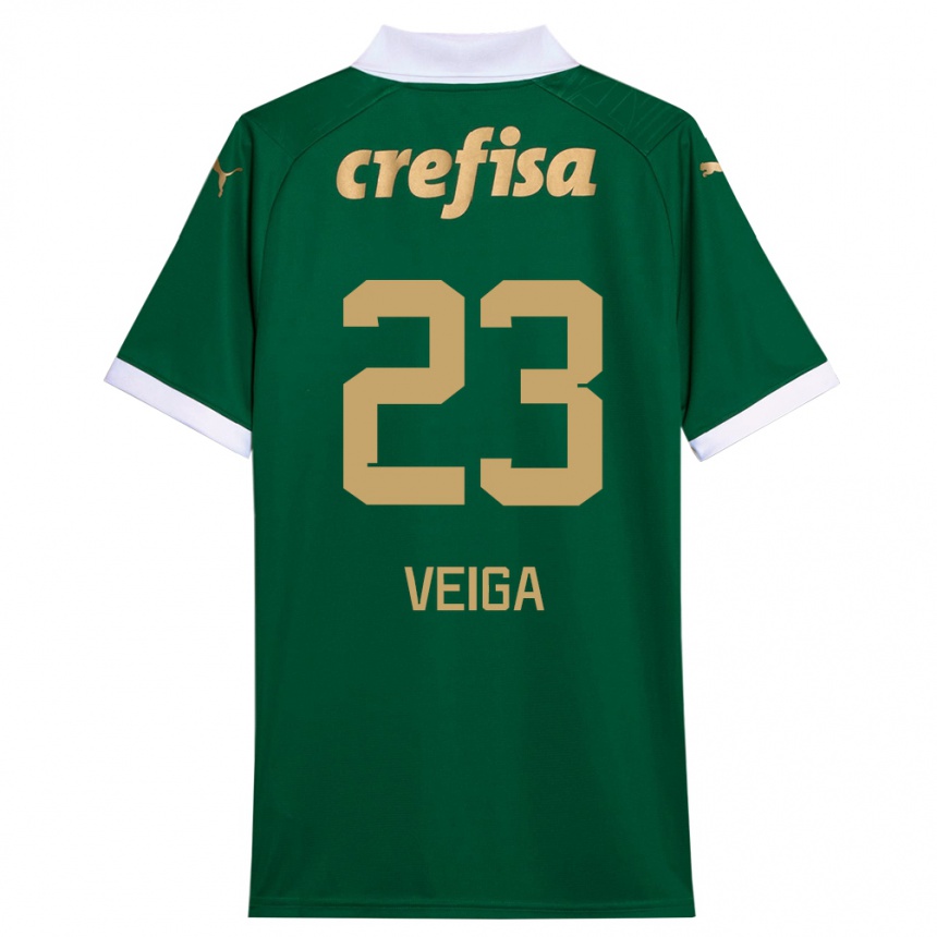 Kids Football Raphael Veiga #23 Green White Home Jersey 2024/25 T-Shirt