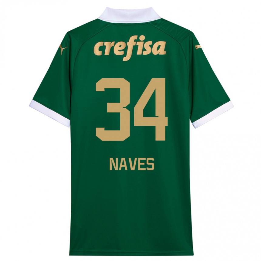 Kids Football Naves #34 Green White Home Jersey 2024/25 T-Shirt