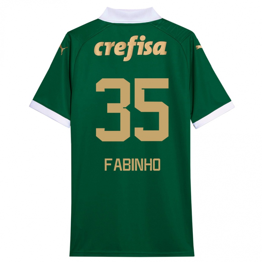 Kids Football Fabinho #35 Green White Home Jersey 2024/25 T-Shirt