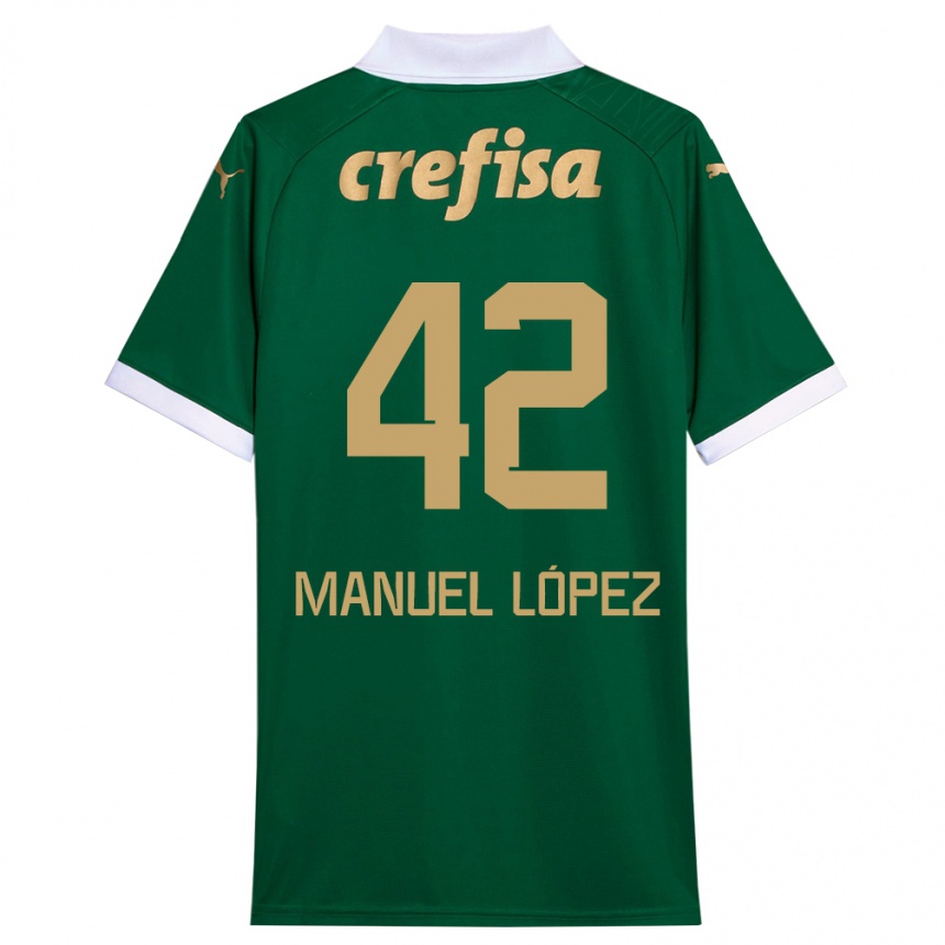 Kids Football José Manuel López #42 Green White Home Jersey 2024/25 T-Shirt