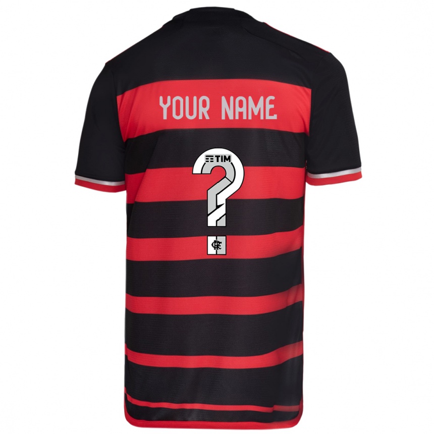 Kids Football Your Name #0 Red Black Home Jersey 2024/25 T-Shirt