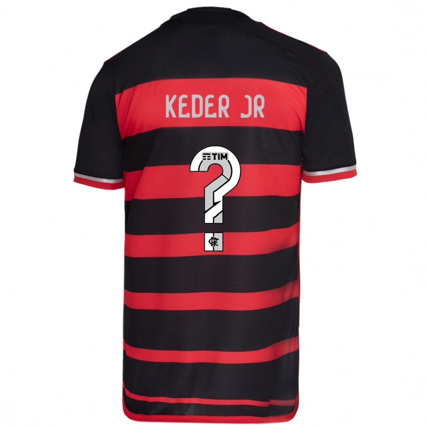 Kids Football Keder Jr #0 Red Black Home Jersey 2024/25 T-Shirt