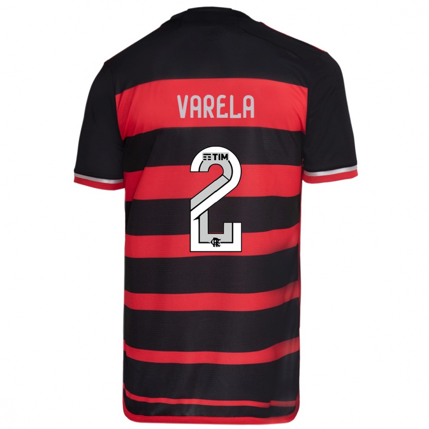 Kids Football Guillermo Varela #2 Red Black Home Jersey 2024/25 T-Shirt