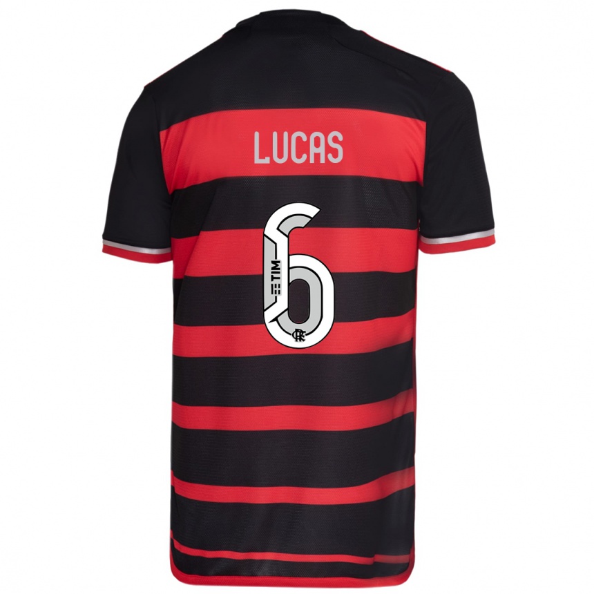 Kids Football Ayrton Lucas #6 Red Black Home Jersey 2024/25 T-Shirt