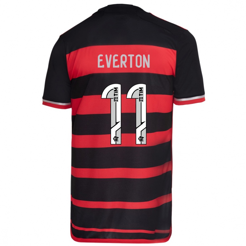 Kids Football Everton #11 Red Black Home Jersey 2024/25 T-Shirt