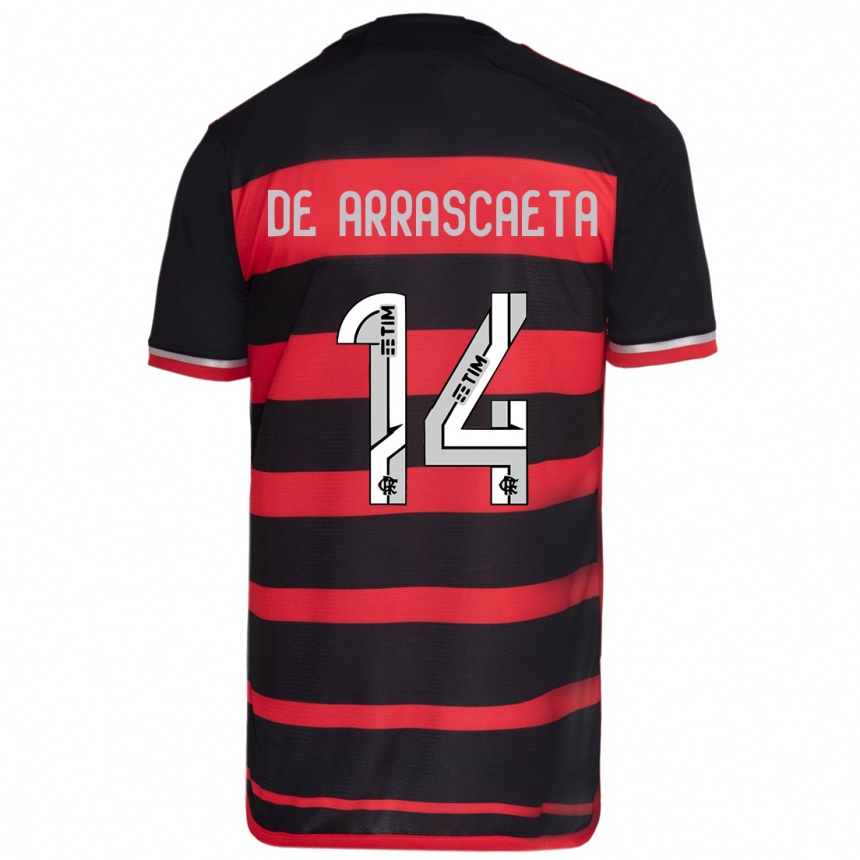 Kids Football Giorgian De Arrascaeta #14 Red Black Home Jersey 2024/25 T-Shirt