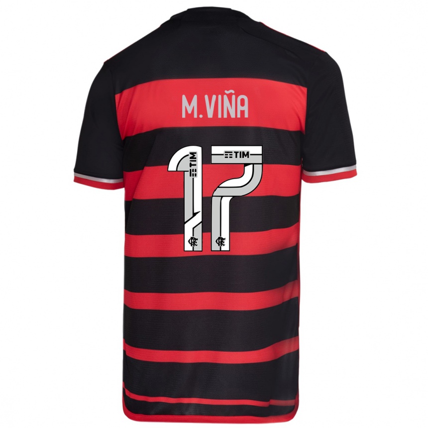 Kids Football Matias Vina #17 Red Black Home Jersey 2024/25 T-Shirt