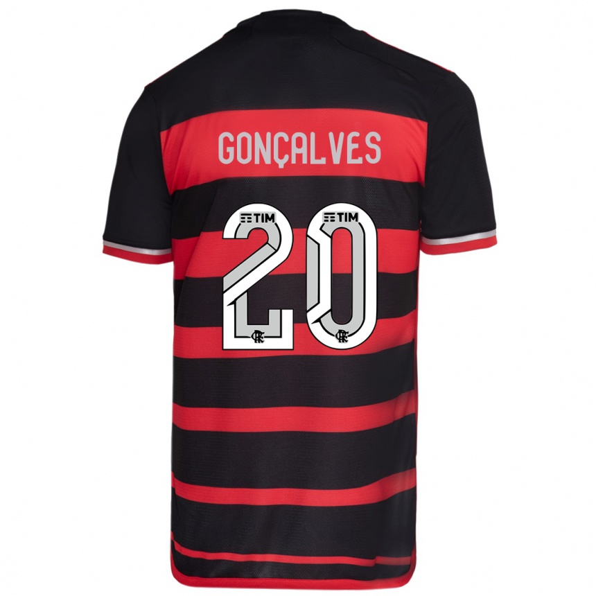 Kids Football Matheus Gonçalves #20 Red Black Home Jersey 2024/25 T-Shirt