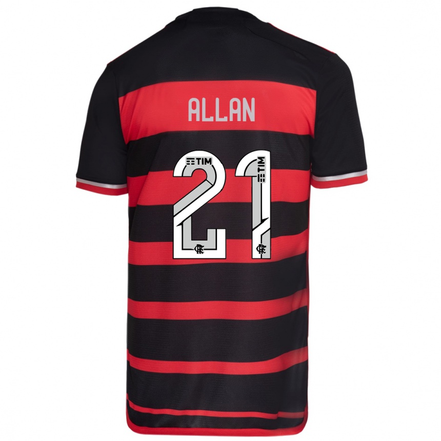 Kids Football Allan #21 Red Black Home Jersey 2024/25 T-Shirt