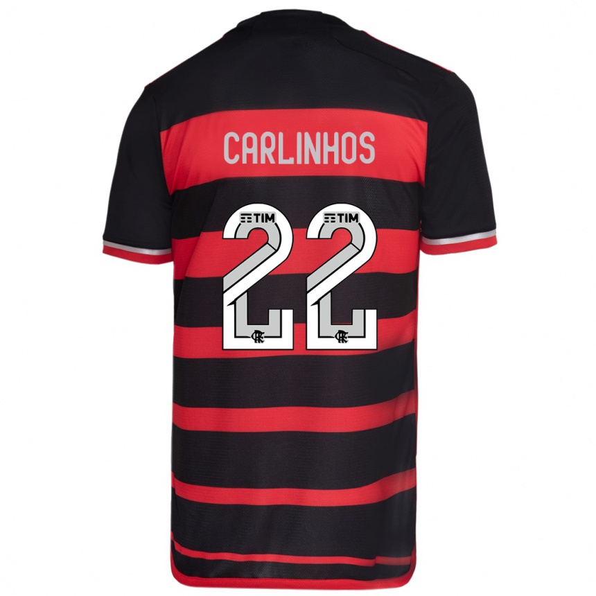 Kids Football Carlinhos #22 Red Black Home Jersey 2024/25 T-Shirt