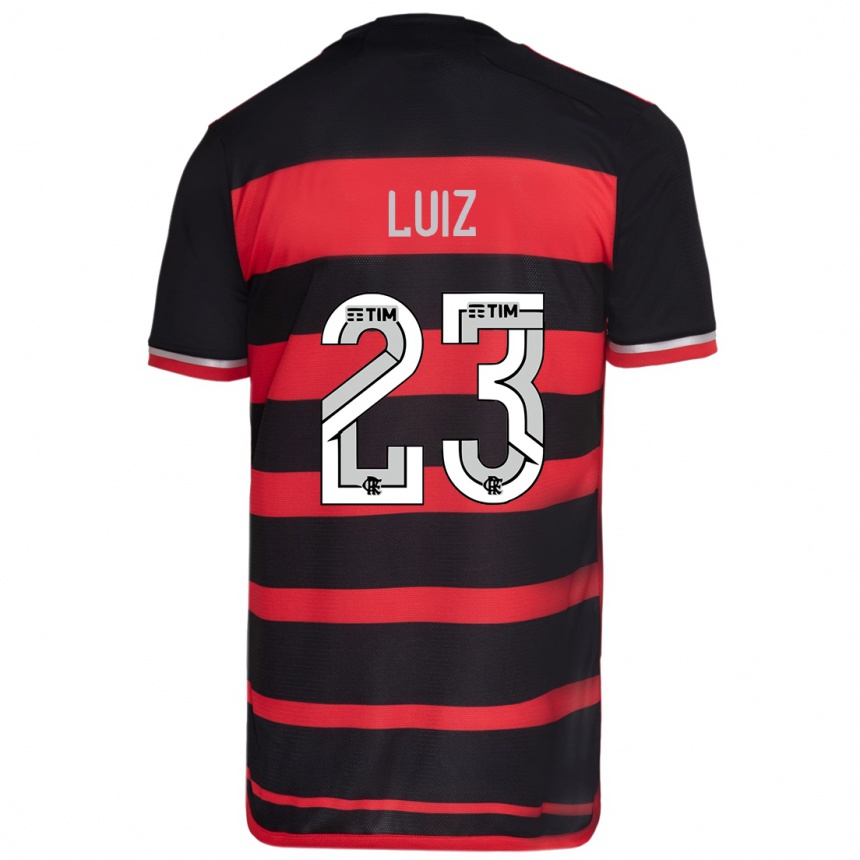 Kids Football David Luiz #23 Red Black Home Jersey 2024/25 T-Shirt