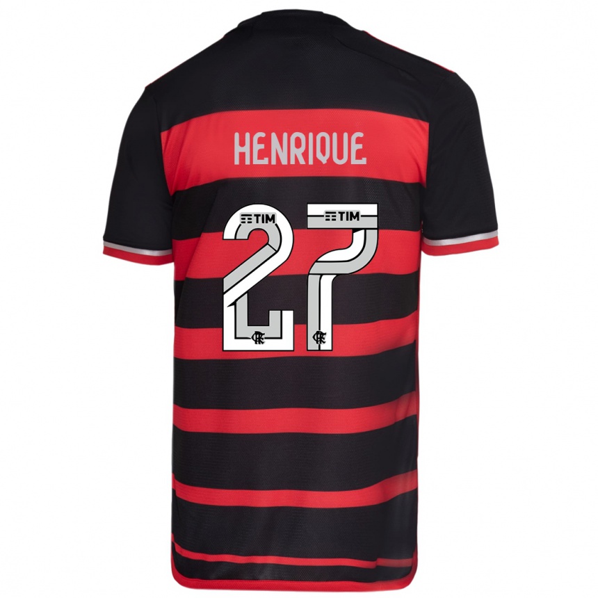 Kids Football Bruno Henrique #27 Red Black Home Jersey 2024/25 T-Shirt