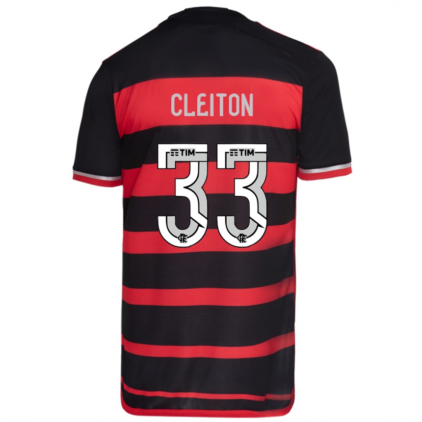 Kids Football Cleiton #33 Red Black Home Jersey 2024/25 T-Shirt