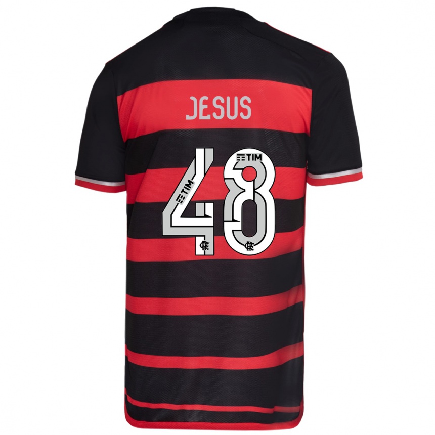 Kids Football Igor Jesus #48 Red Black Home Jersey 2024/25 T-Shirt