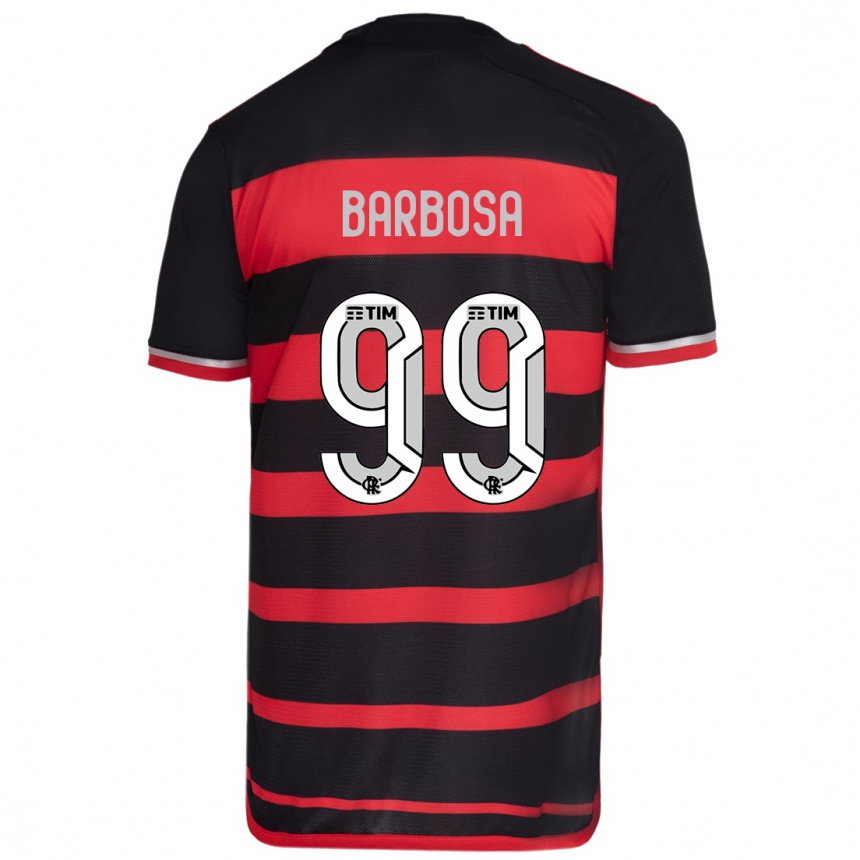 Kids Football Gabriel Barbosa #99 Red Black Home Jersey 2024/25 T-Shirt