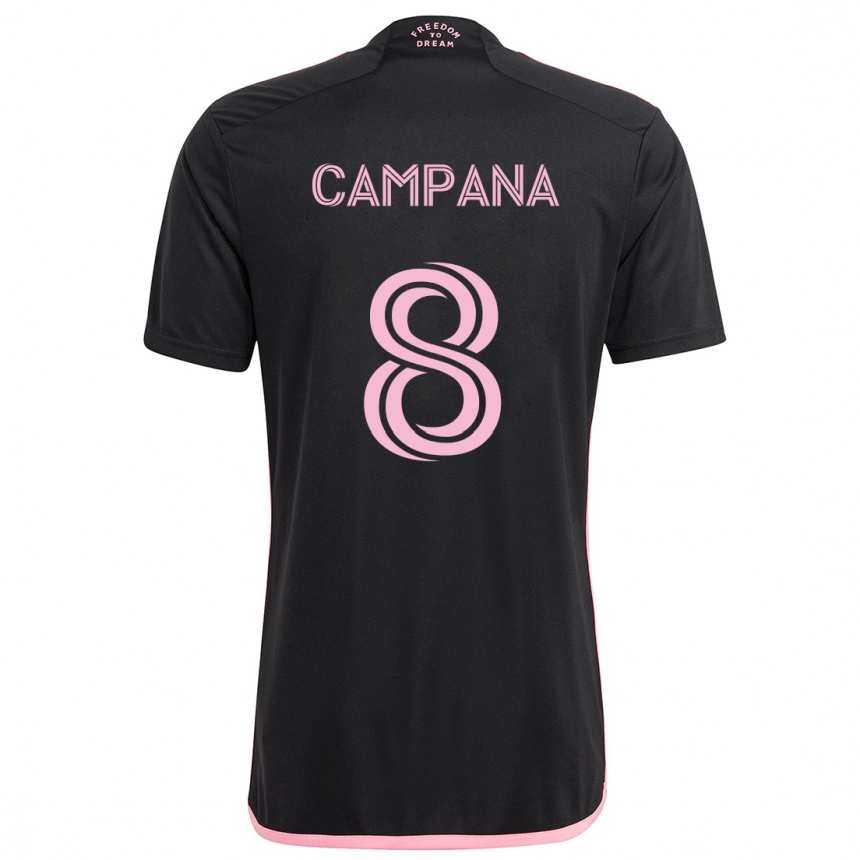 Kids Football Leonardo Campana #8 Black Away Jersey 2024/25 T-Shirt