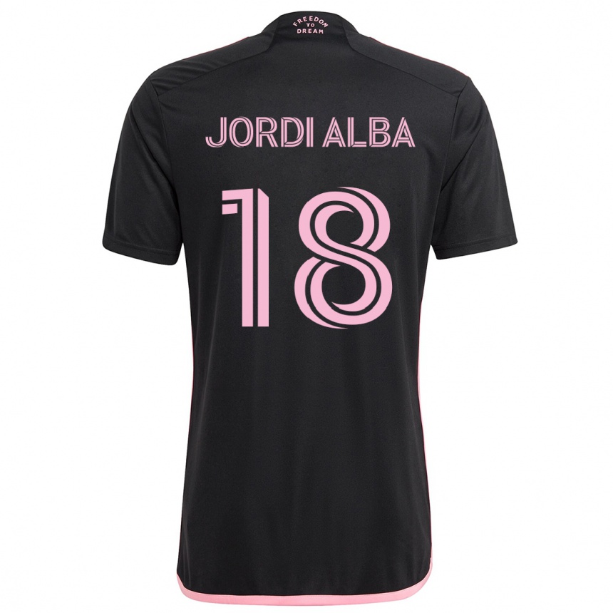 Kids Football Jordi Alba #18 Black Away Jersey 2024/25 T-Shirt