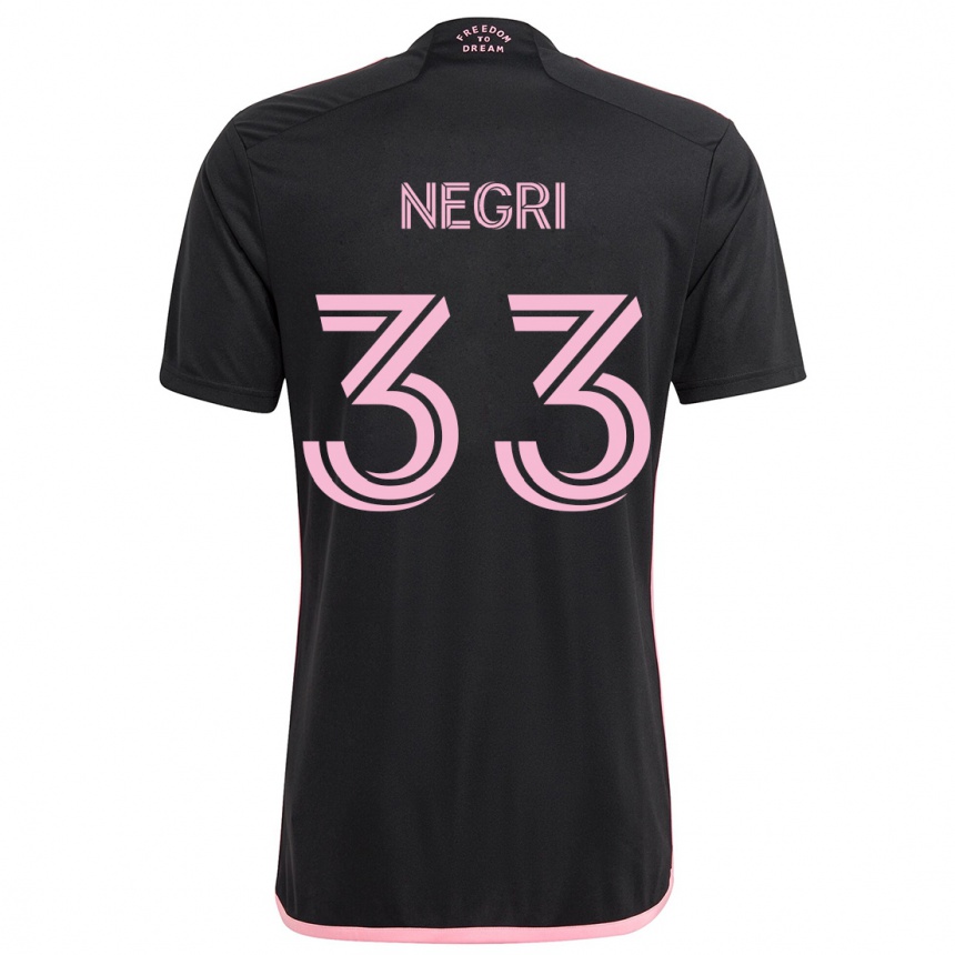 Kids Football Franco Negri #33 Black Away Jersey 2024/25 T-Shirt