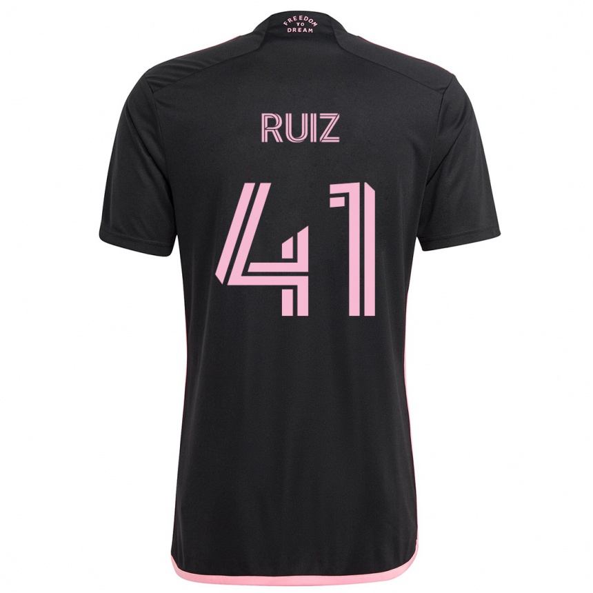 Kids Football David Ruíz #41 Black Away Jersey 2024/25 T-Shirt