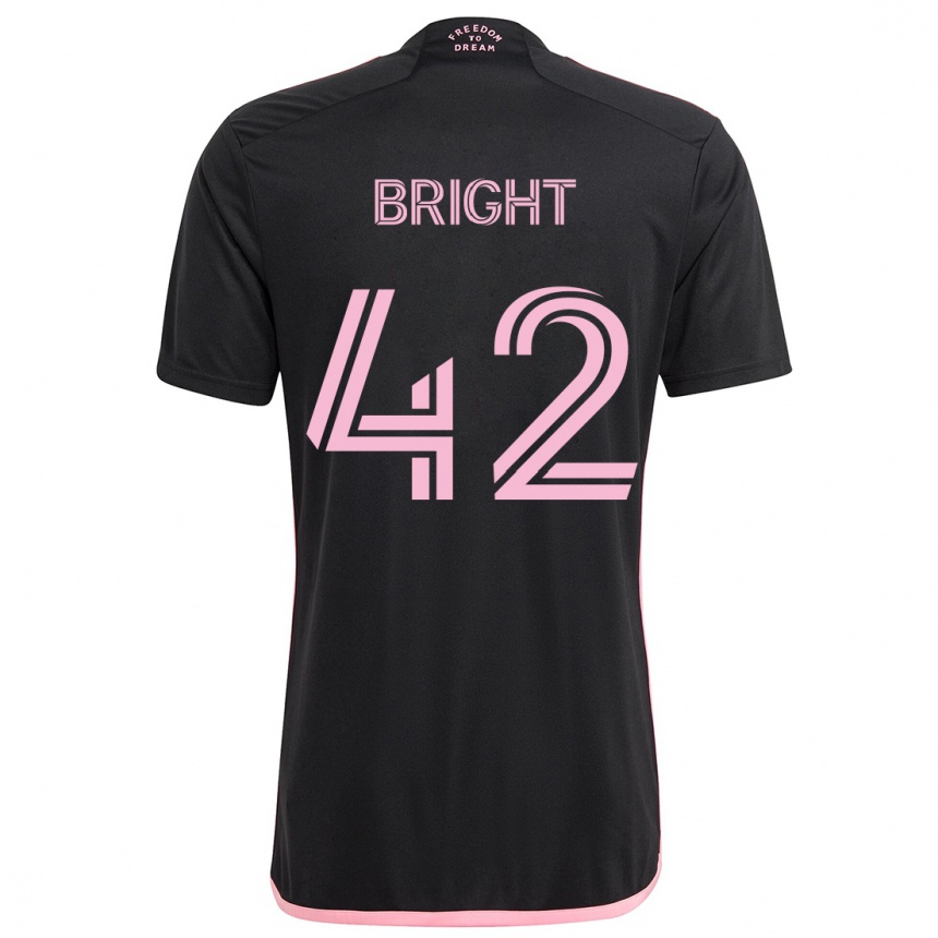 Kids Football Yannick Bright #42 Black Away Jersey 2024/25 T-Shirt