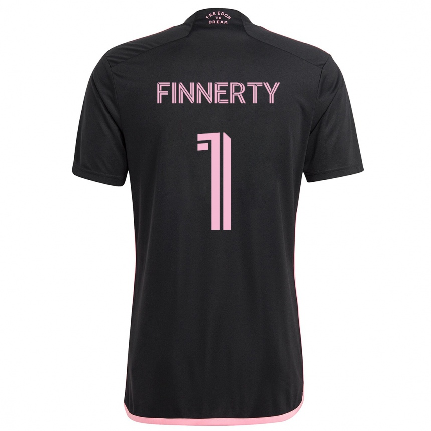 Kids Football Owen Finnerty #1 Black Away Jersey 2024/25 T-Shirt