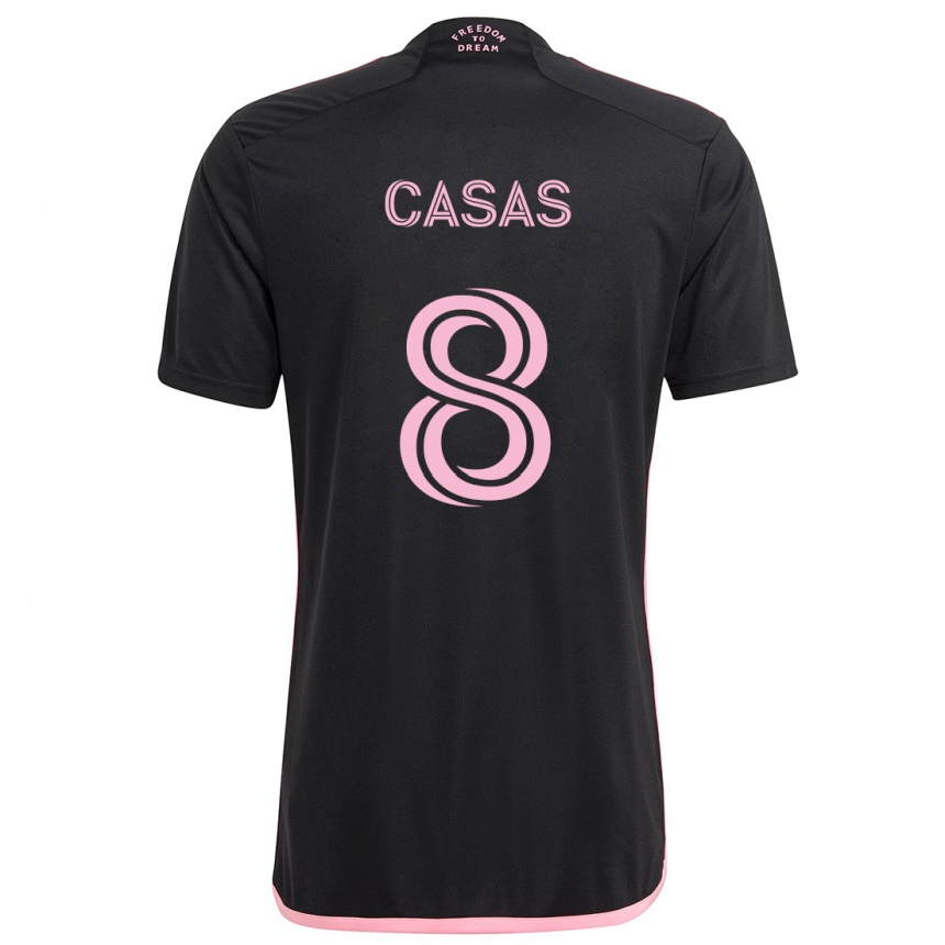 Kids Football Pep Casas #8 Black Away Jersey 2024/25 T-Shirt