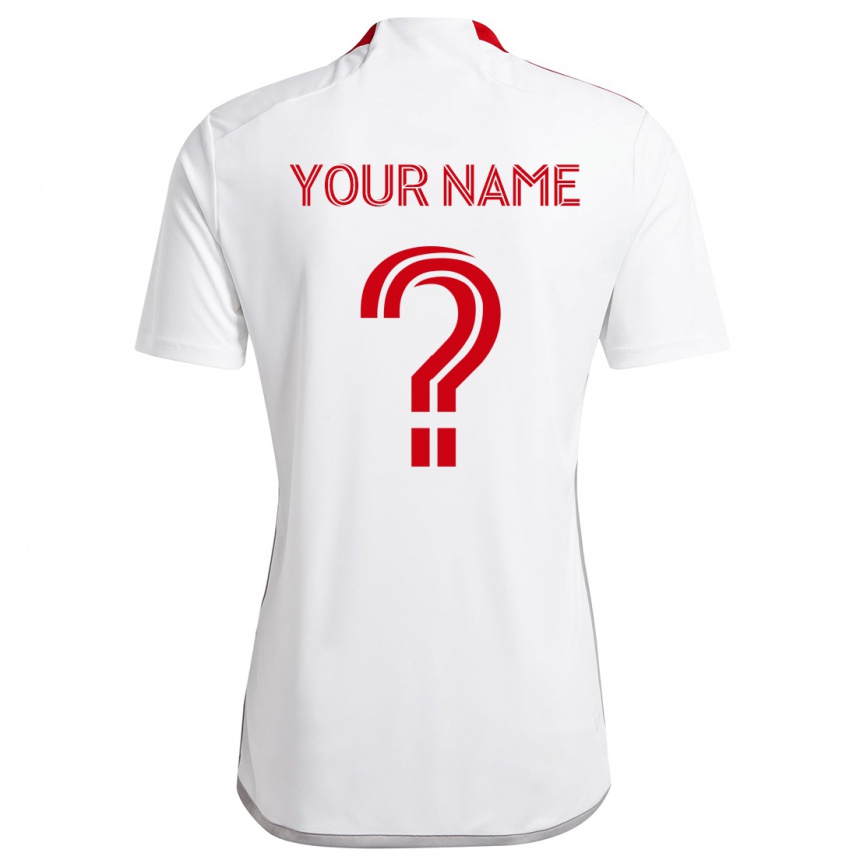 Kids Football Your Name #0 White Red Away Jersey 2024/25 T-Shirt