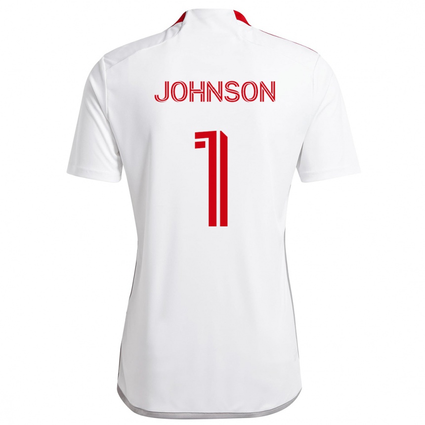 Kids Football Sean Johnson #1 White Red Away Jersey 2024/25 T-Shirt