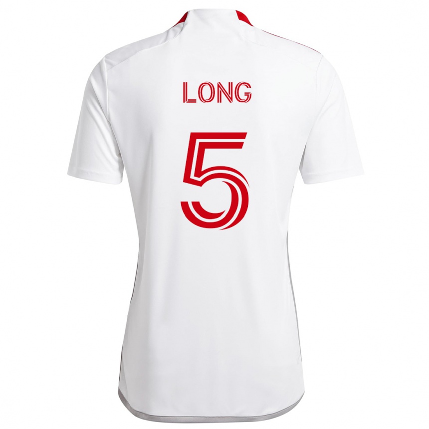 Kids Football Kevin Long #5 White Red Away Jersey 2024/25 T-Shirt