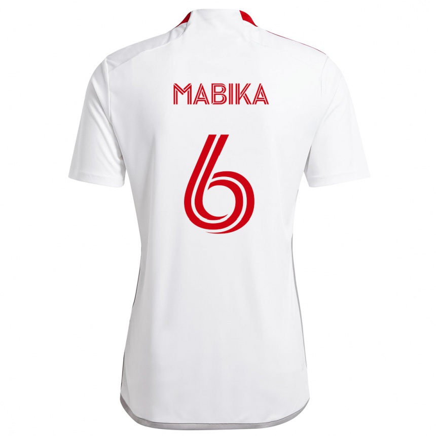 Kids Football Aimé Mabika #6 White Red Away Jersey 2024/25 T-Shirt