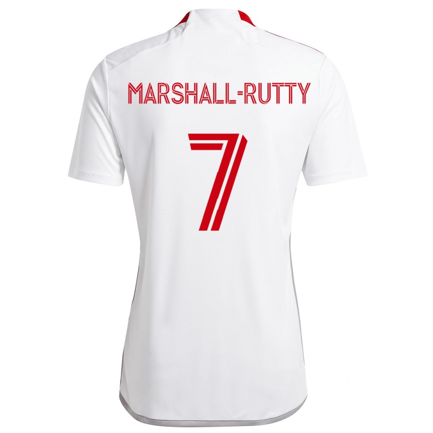 Kids Football Jahkeele Marshall-Rutty #7 White Red Away Jersey 2024/25 T-Shirt