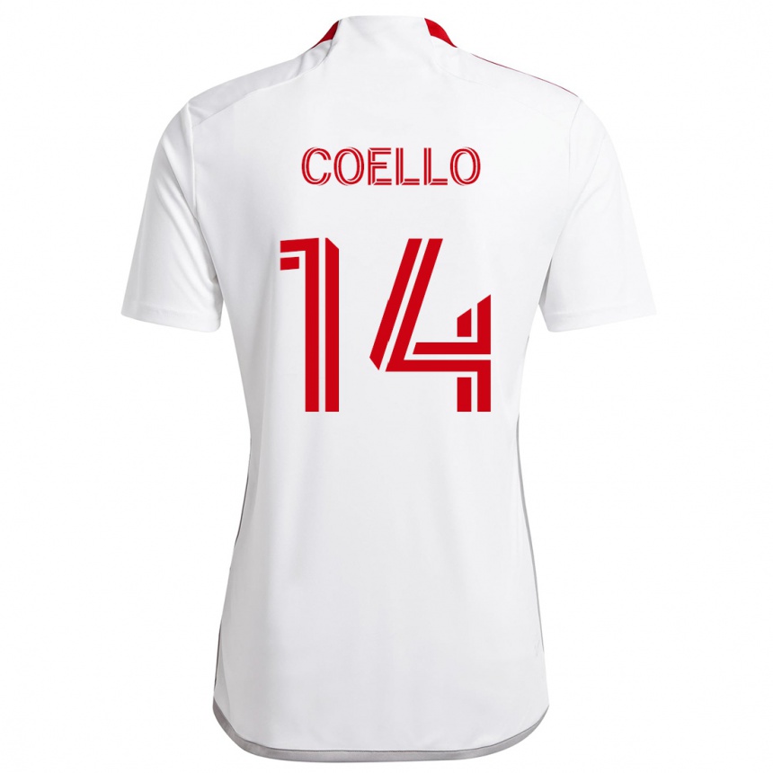 Kids Football Alonso Coello #14 White Red Away Jersey 2024/25 T-Shirt