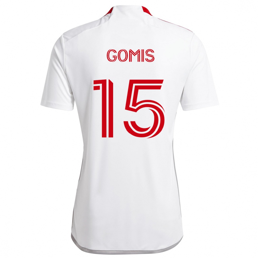 Kids Football Nicksoen Gomis #15 White Red Away Jersey 2024/25 T-Shirt