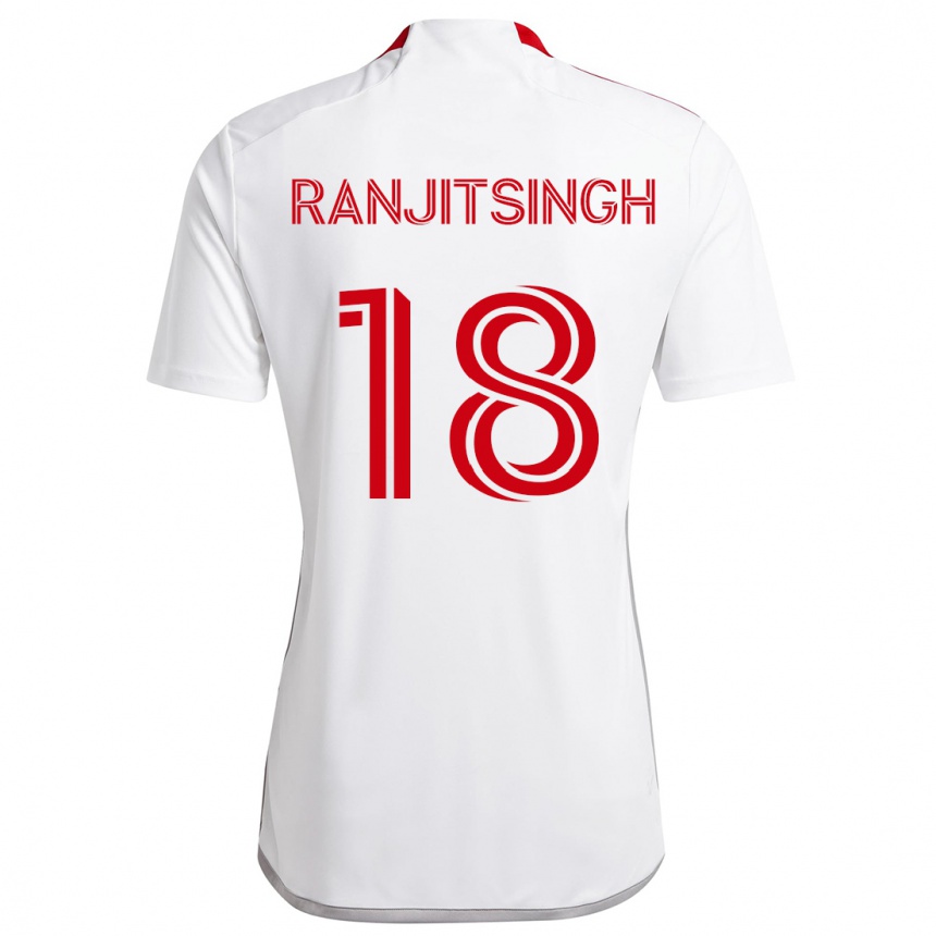 Kids Football Greg Ranjitsingh #18 White Red Away Jersey 2024/25 T-Shirt