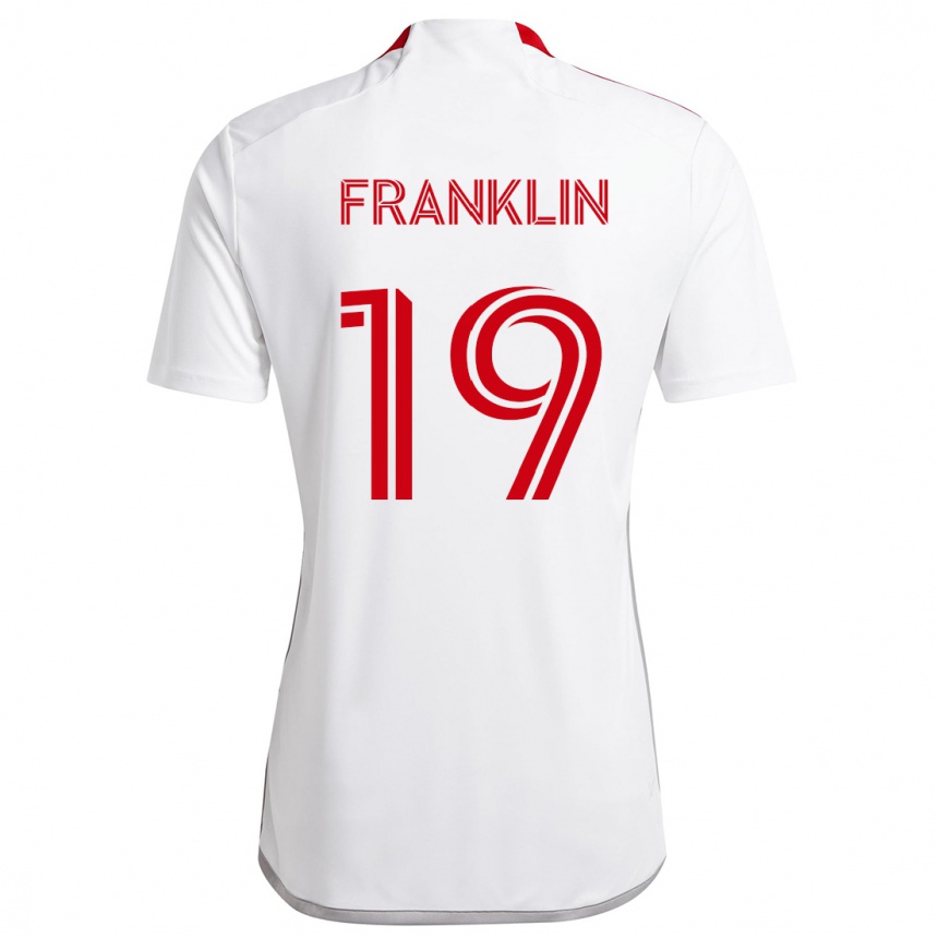 Kids Football Kobe Franklin #19 White Red Away Jersey 2024/25 T-Shirt