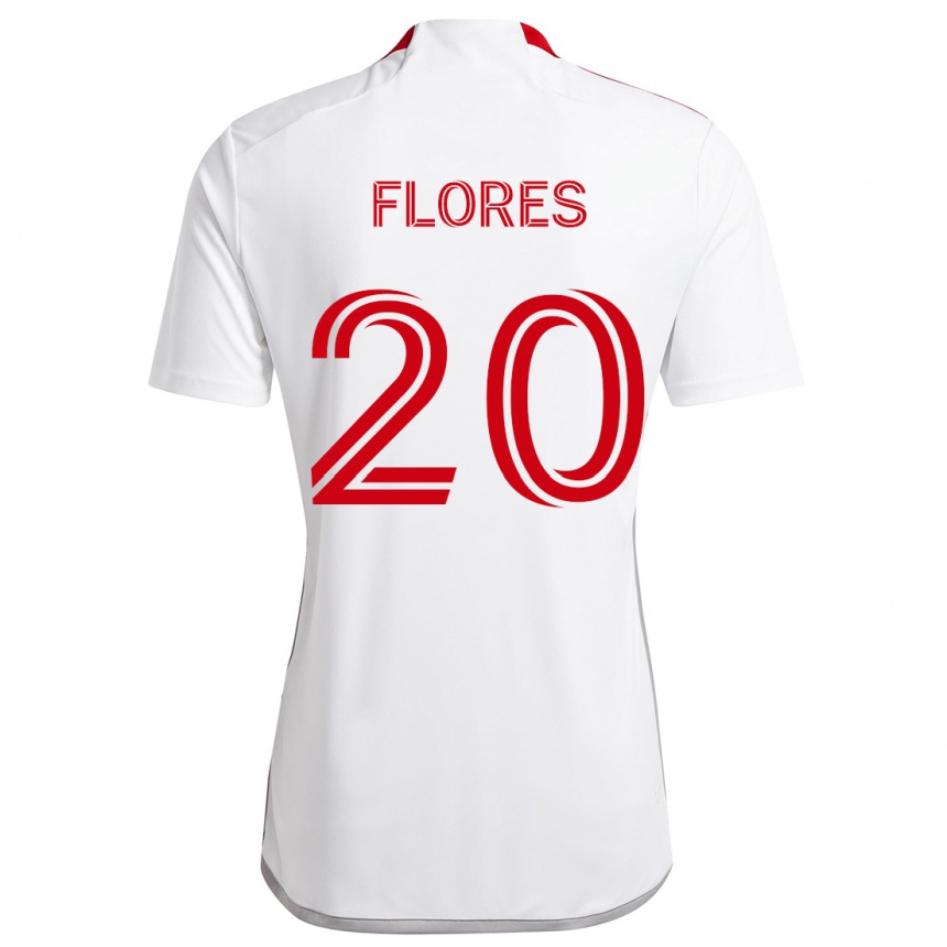 Kids Football Deybi Flores #20 White Red Away Jersey 2024/25 T-Shirt